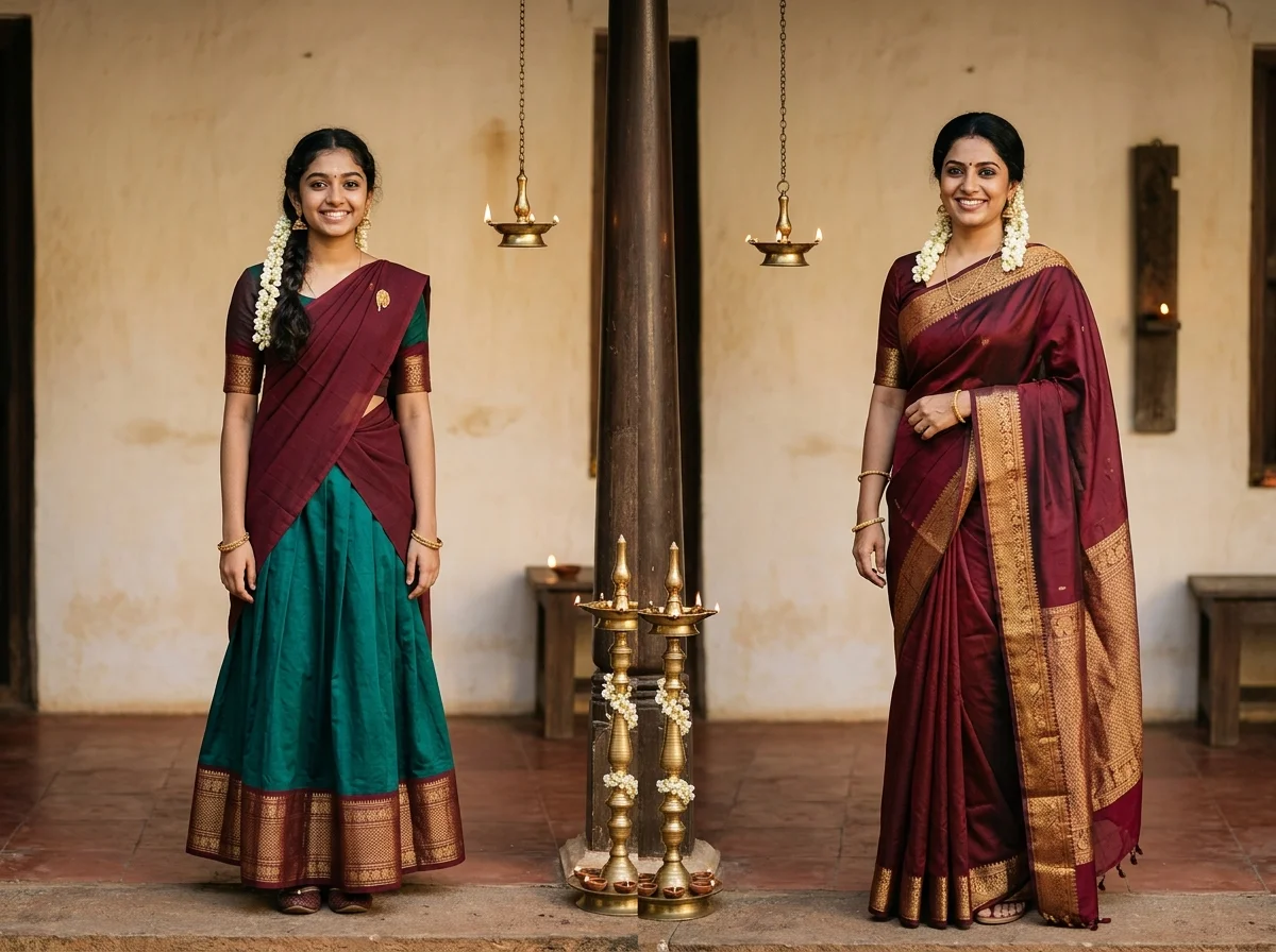 Dhavani vs saree: what to wear when