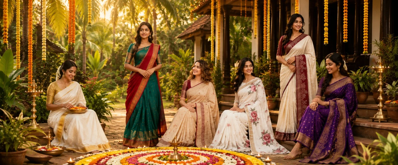 Onam Sarees UK: Kerala Set Mundu, Dhavani & Onam Ornaments for Onam 2026
