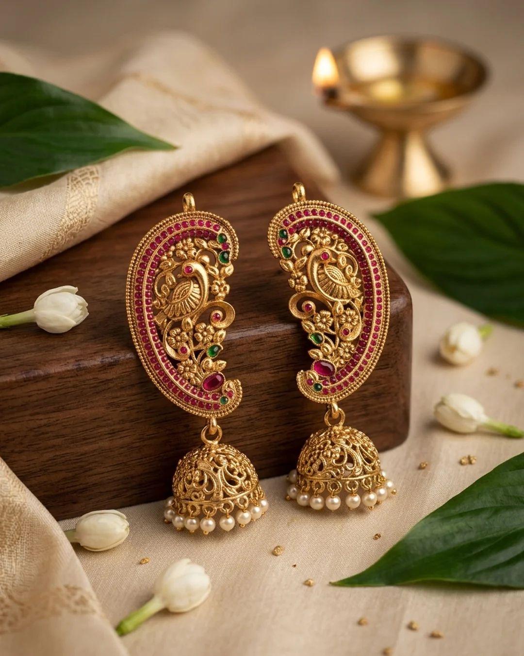 Antique Peacock Jhumka Earrings