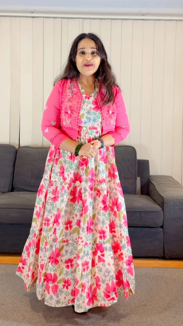 Pink Floral Printed Maxi Dress with Matching Jacket - Image 2