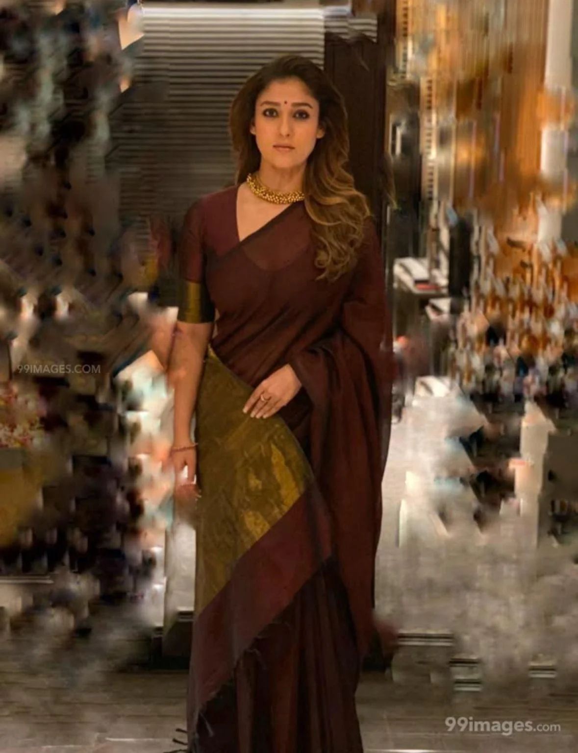  Maroon and Gold Kasavu Saree with Black Tassels and Stitched Blouse - Image 2