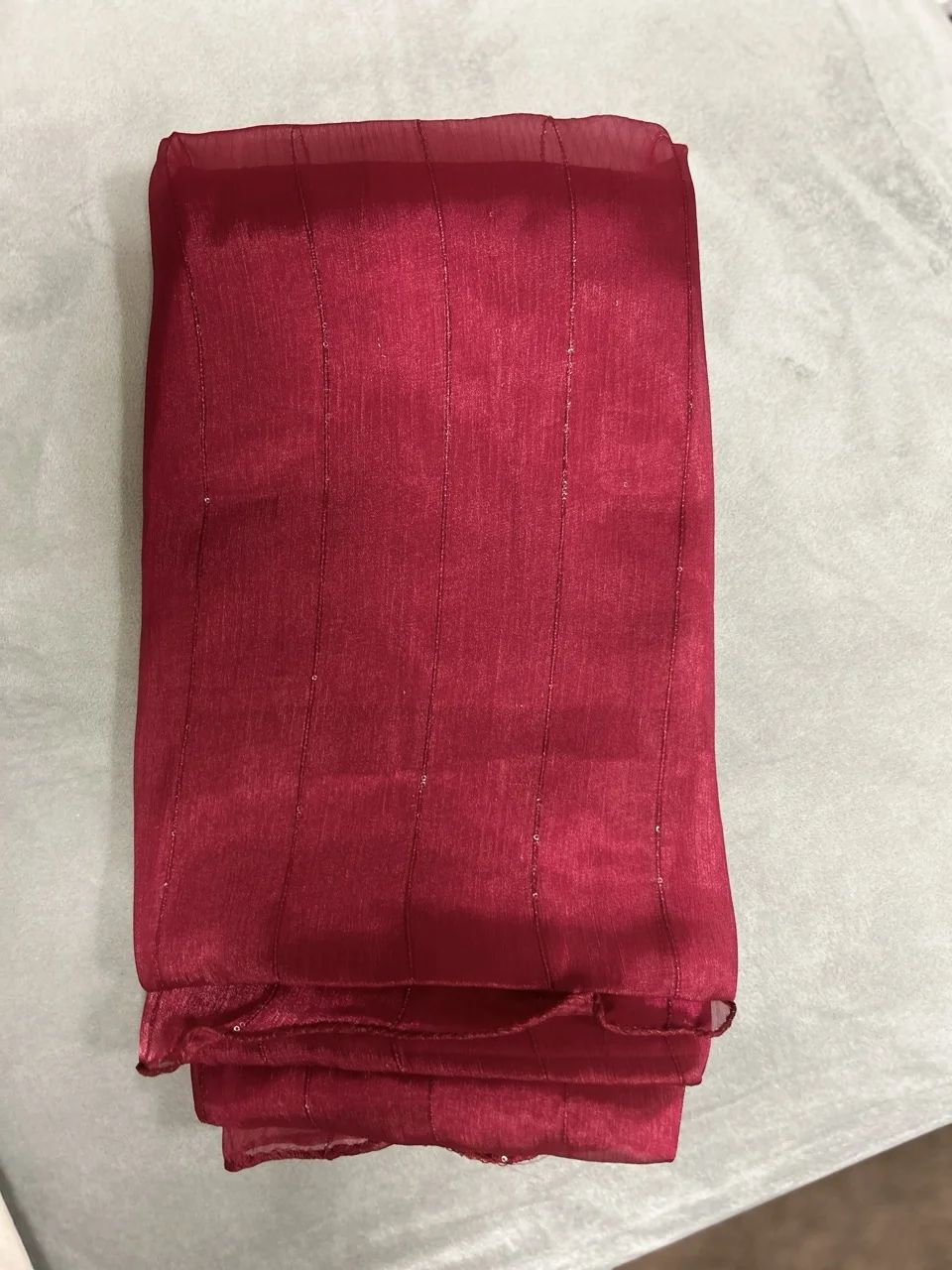 Wine Red and Gold Blouse with White Checked Skirt (Dhavani) - Image 4