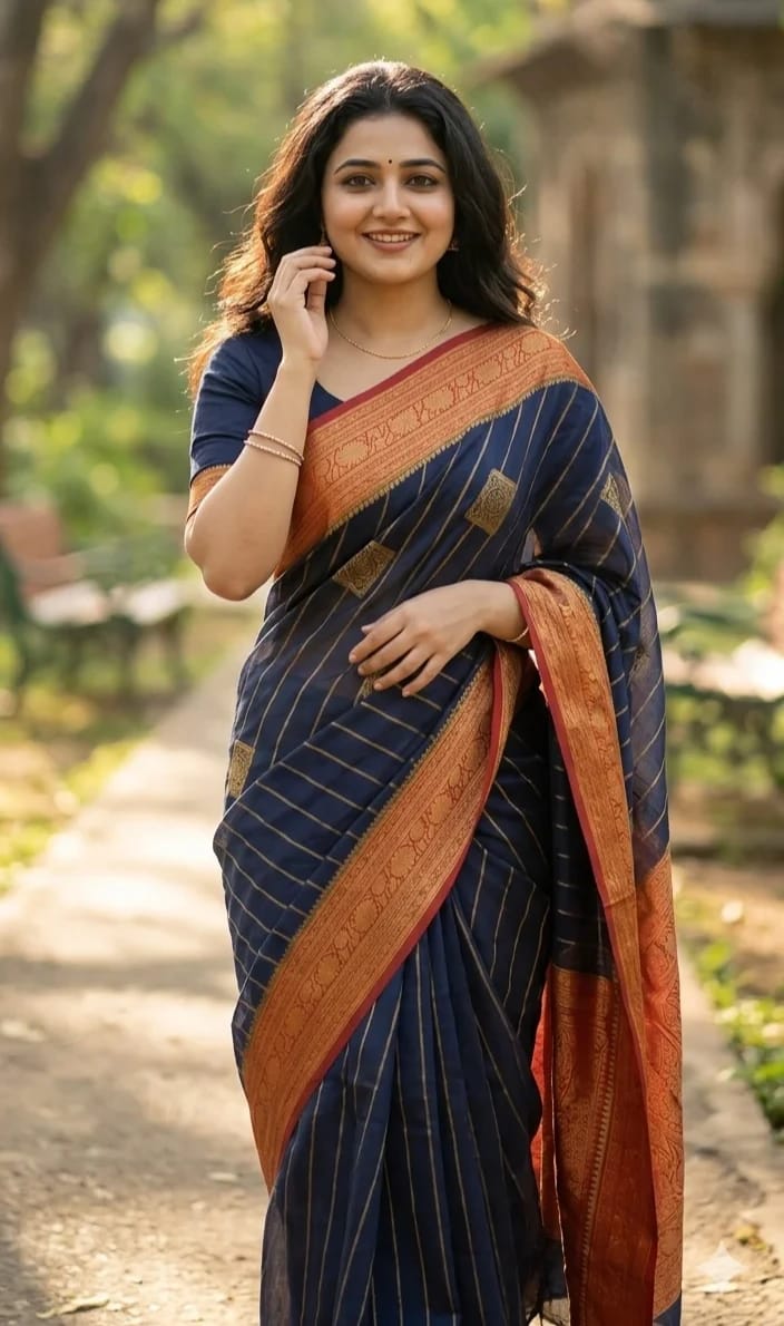 Black and Red Banarasi Saree - Image 2