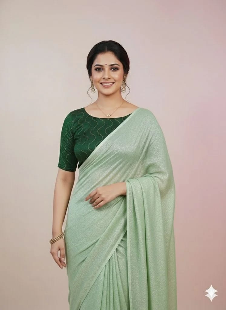 Emerald Green Boat Neck Blouse with Gold Wavy Zari Embroidery