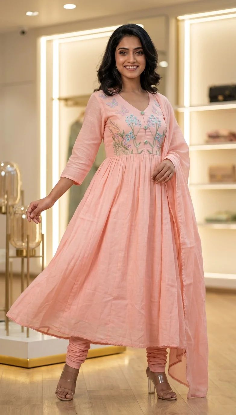 Peach Color Mul Cotton 3 Piece Set