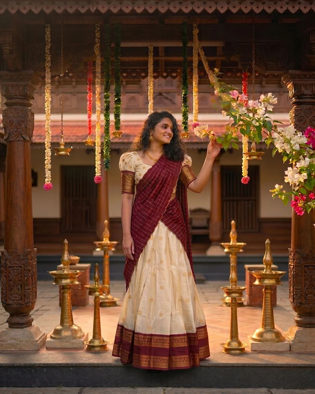 Lichi Silk Maroon Dhavani