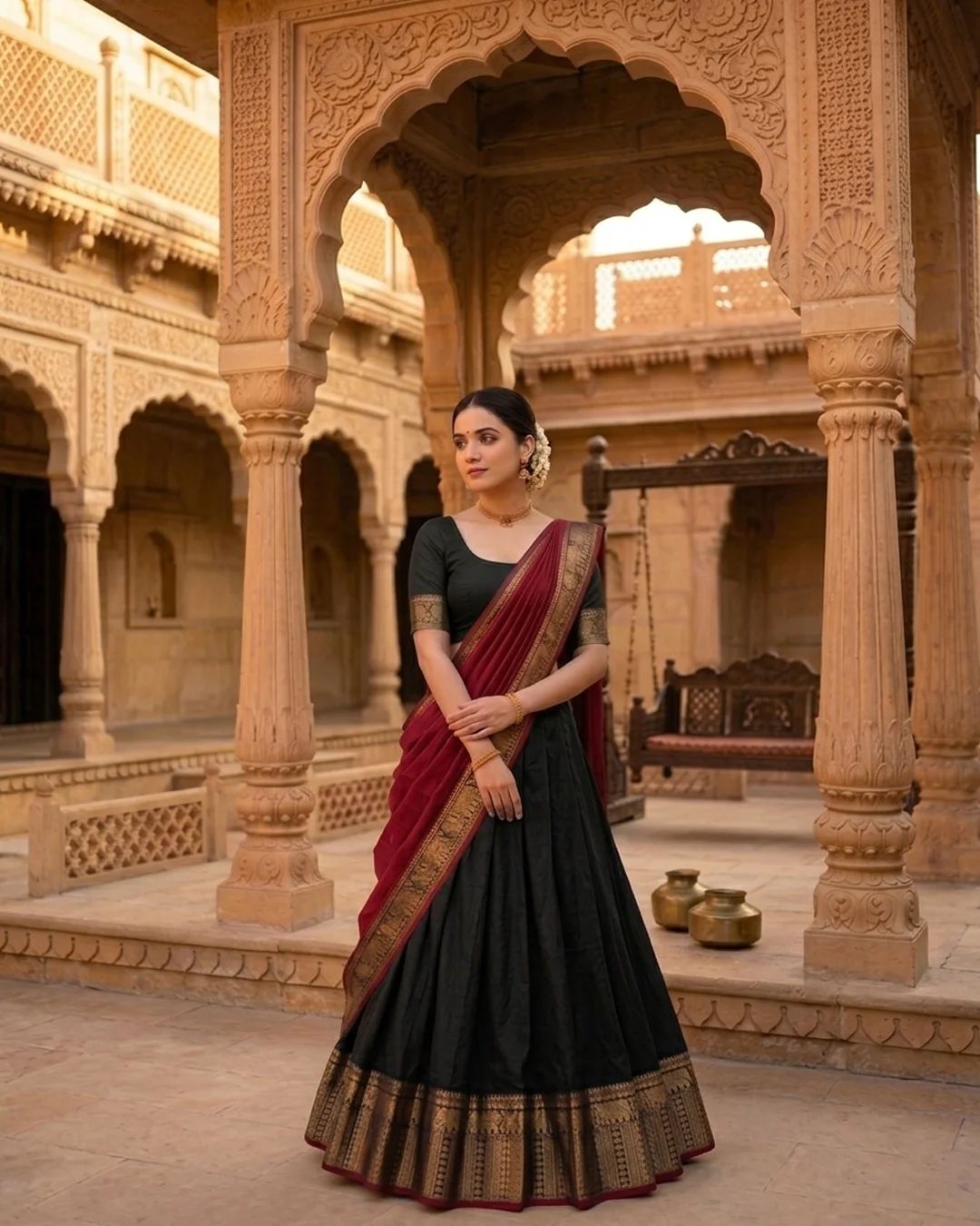 Kanji Cotton Maroon Dhavani