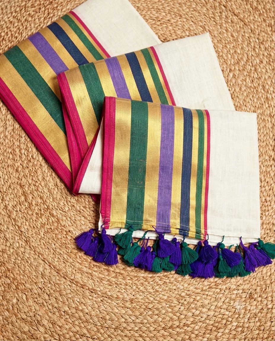 Vibrant Multi colour Mulcotton Saree - Image 2