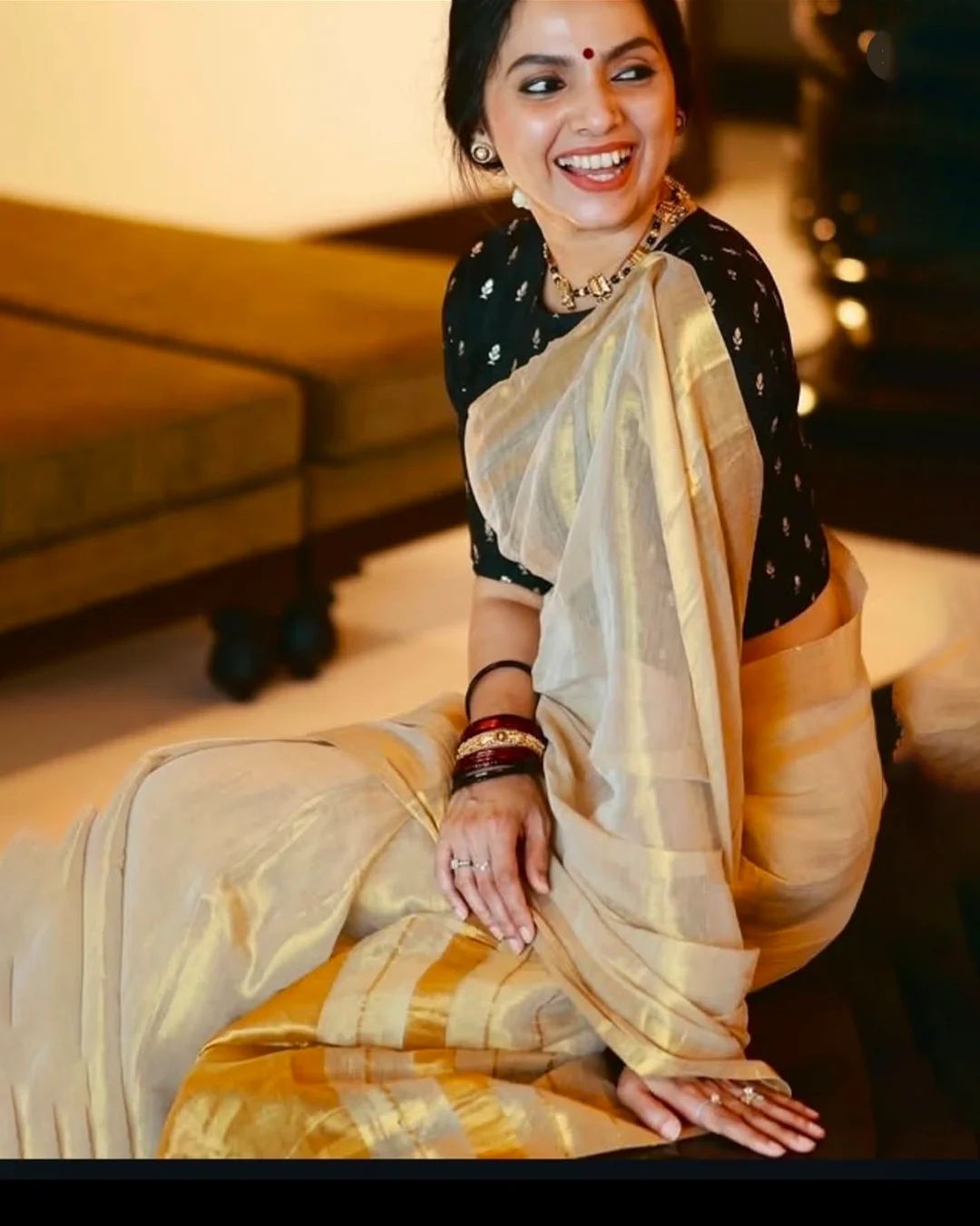 Ivory Cream Mulcotton Saree