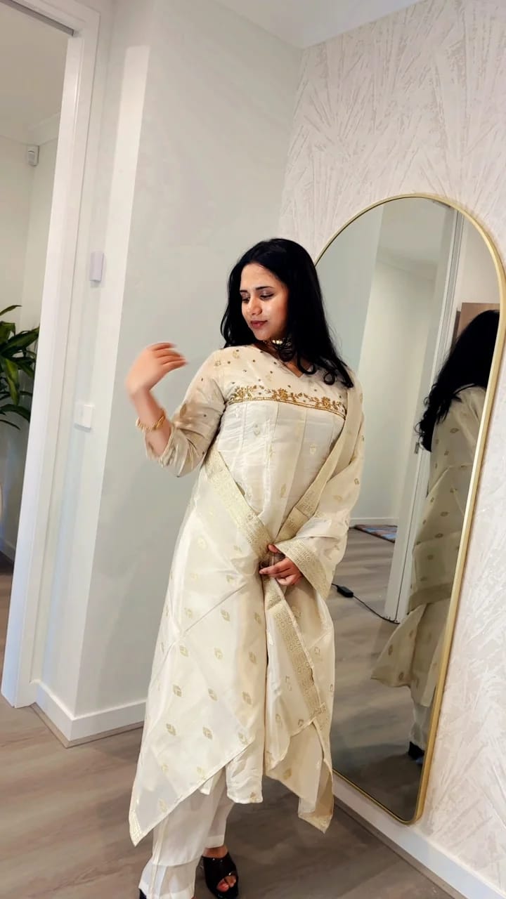 Tissue Handworkwd salwar suit pannal cut anarkali - Image 2