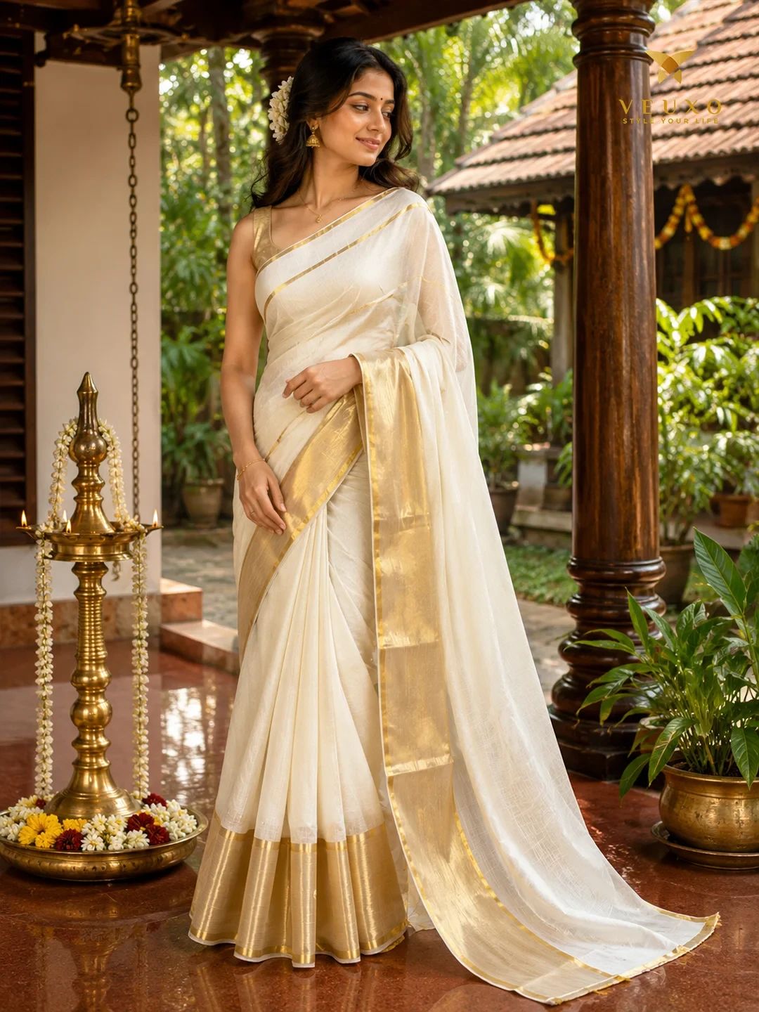 Big boarder Kerala traditional Mulcotton saree