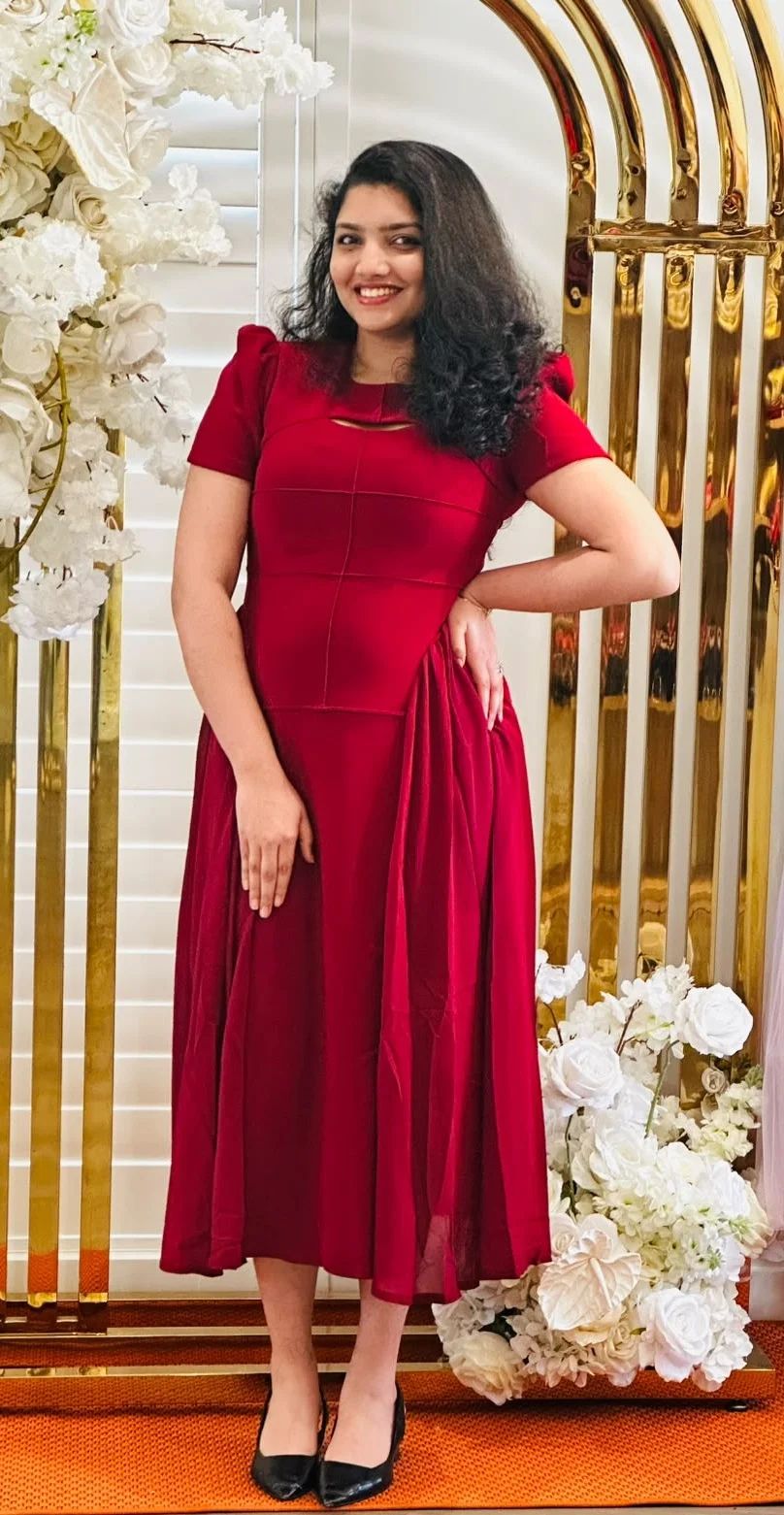 Chery Red Premium Crepe Midi Dress