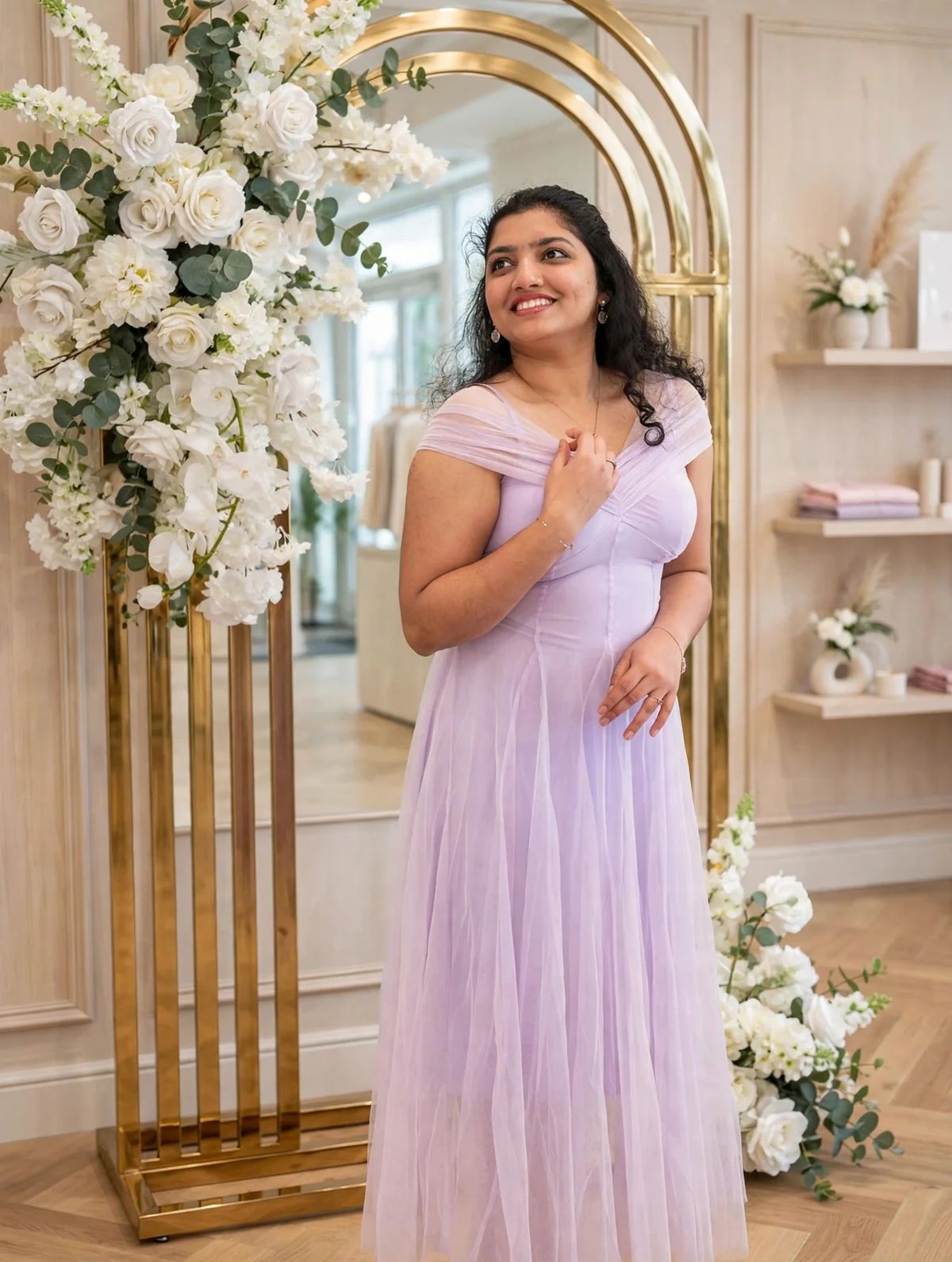 Lilac Lavender Silk Brides Maid Gown