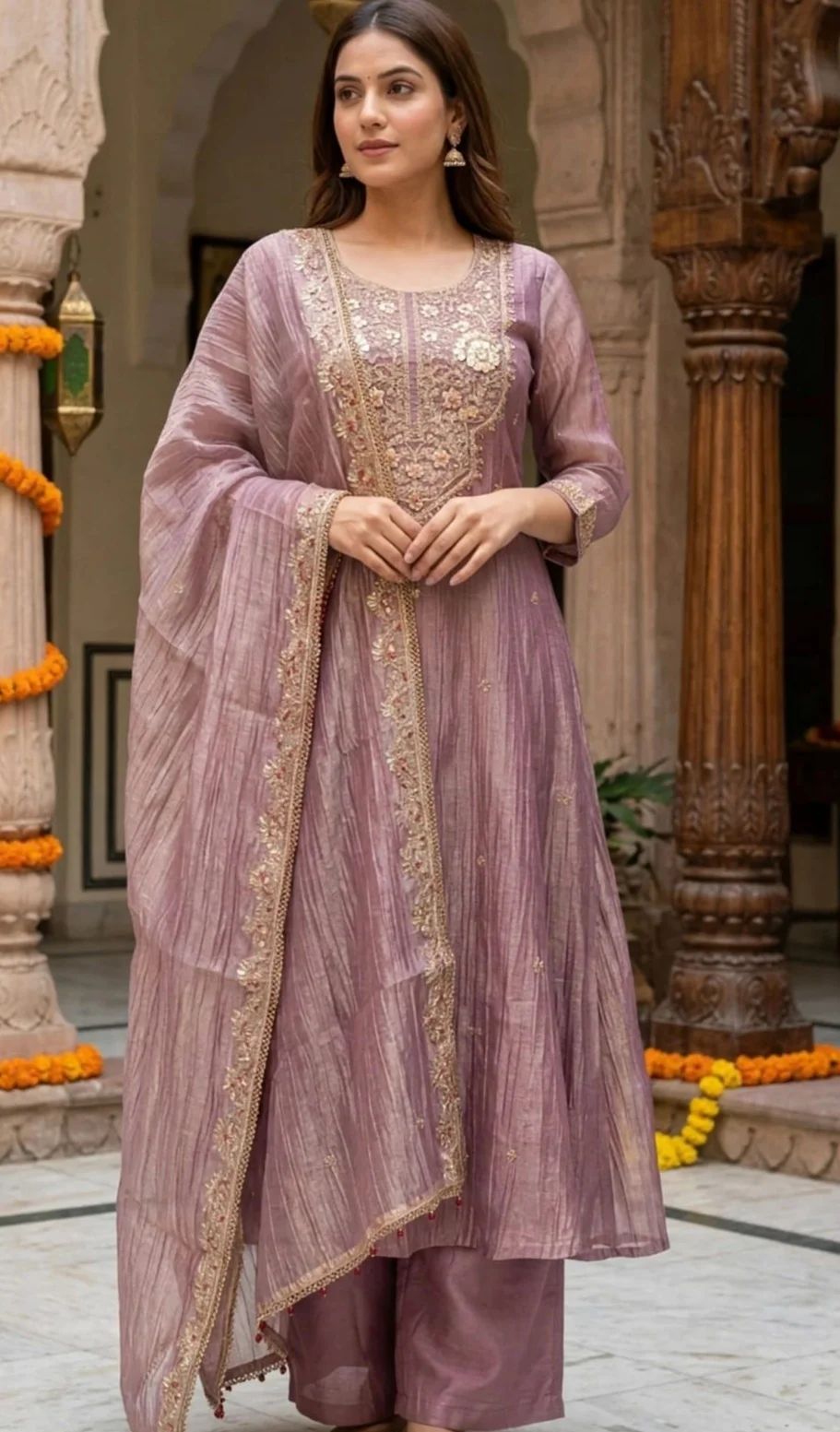 Dusty Lavender Crushed Tissue Suit Set
