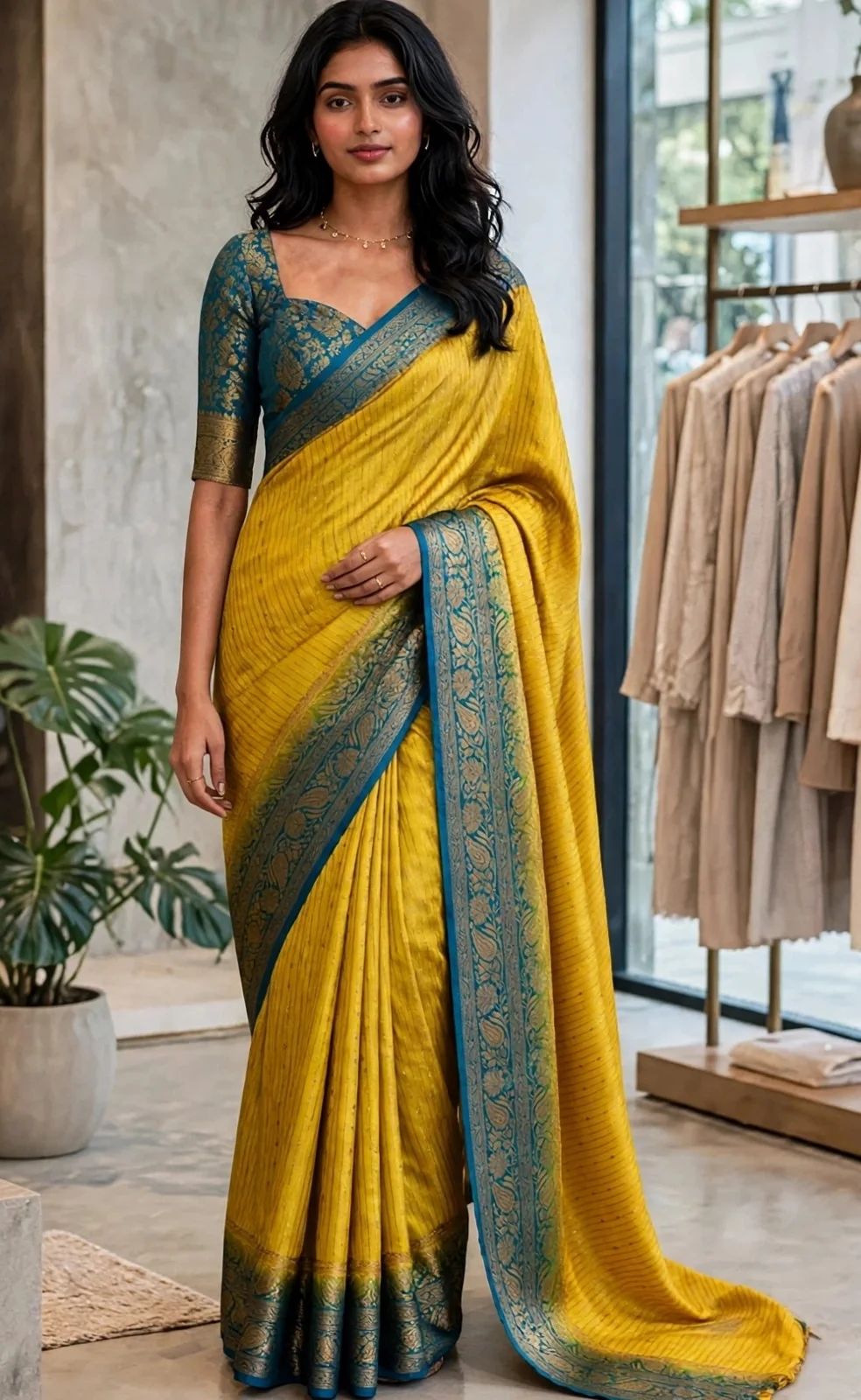 Mustard Yellow Banarasi Saree with Brocade Blouse