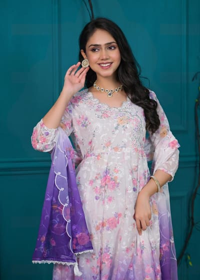 Lavender Bloom Sharara Set