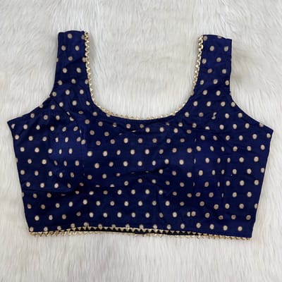 Elegant Blue Butti Print Saree Blouse