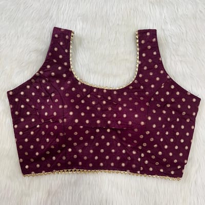 Elegant Maroon Butti Work Sleeveless Saree Blouse