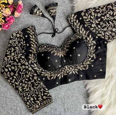 Royal Mumtaz Style Black Long Sleeves Bridal Blouse with Golden Embroidery