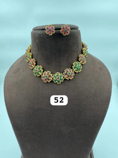 Floral Stone Choker & Stud Set
