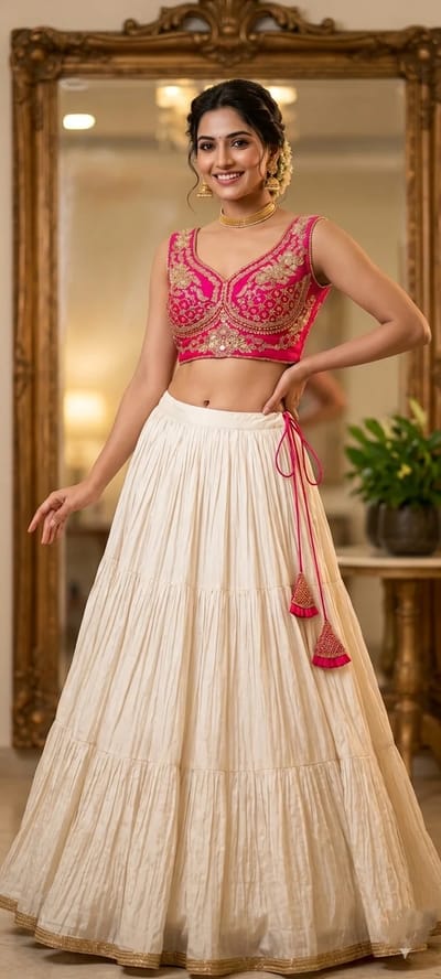  Hot Pink Heavily Embellished Blouse with Zari and Sequin Work