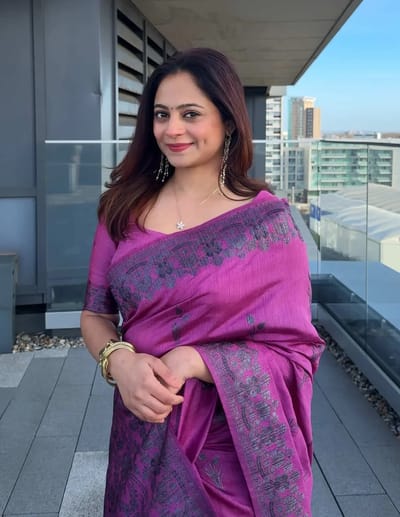 Mauve Georgette Saree with Intricate Silver Floral Border and Matching Blouse
