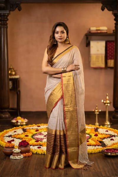 Mul Cotton Golden Border Set Saree