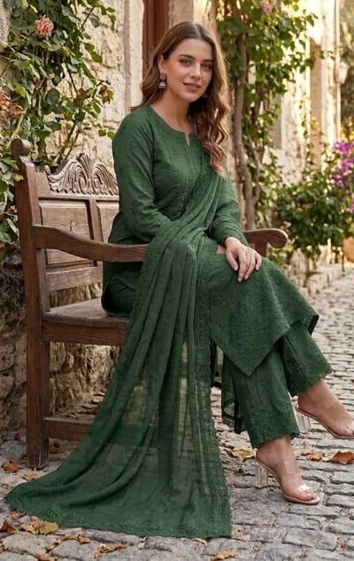 Bottle Green Chickenkari Three Piece Suit