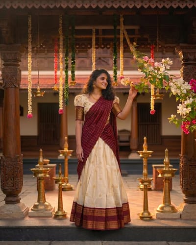Lichi Silk Maroon Dhavani