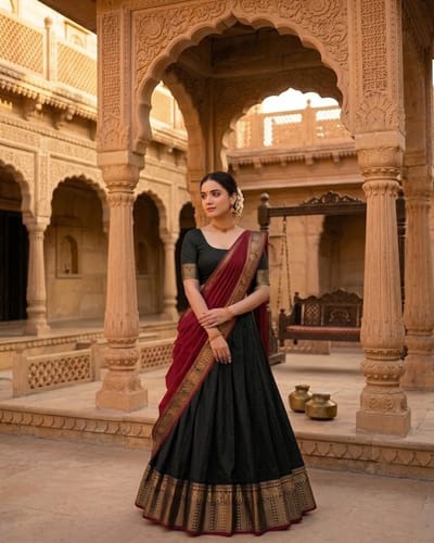 Kanji Cotton Maroon Dhavani