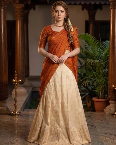 Copper Orange Chanderi silk