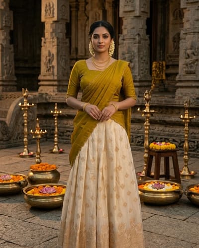 Olive Green Chanderi Silk