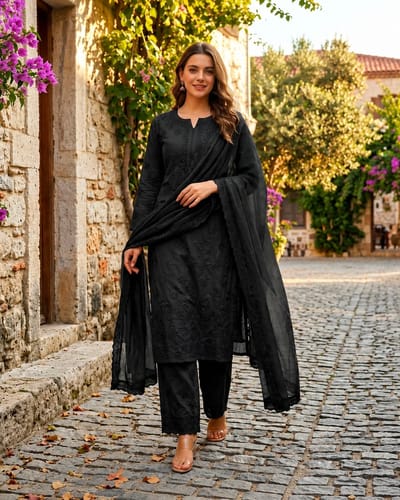 Black Chickenkari Three Piece Suit