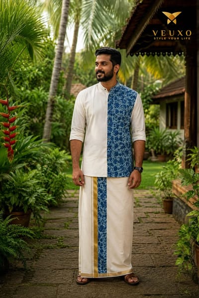 Cotton Ajrak printed Kurtha and Dothi combo
