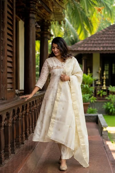 Tissue Handworkwd salwar suit pannal cut anarkali