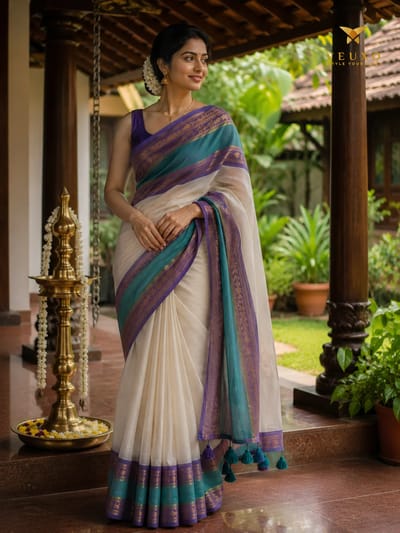 Big Kanchi boarder Kerala Mulcotton saree