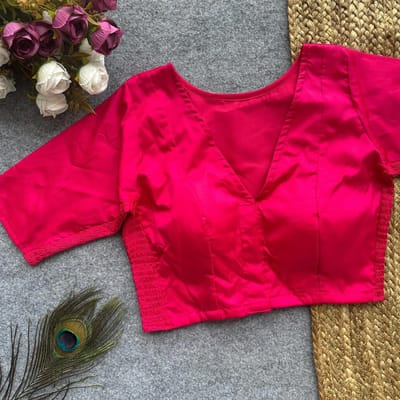 Silk Side Stretchable Blouse Rani Pink