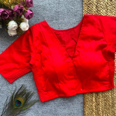 Silk Side Stretchable Blouse Red