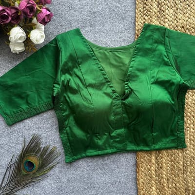 Silk Side Stretchable Blouse Green