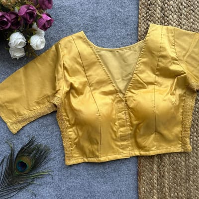 Silk Side Stretchable Blouse Mustard Yellow