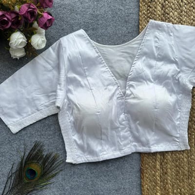 Silk Side Stretchable Blouse White