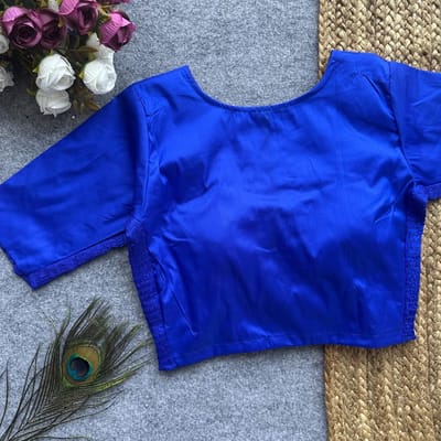 Silk Side Stretchable Blouse Royal Blue