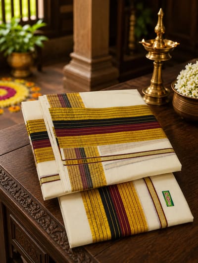 tissue  set mundu Black & Maroon