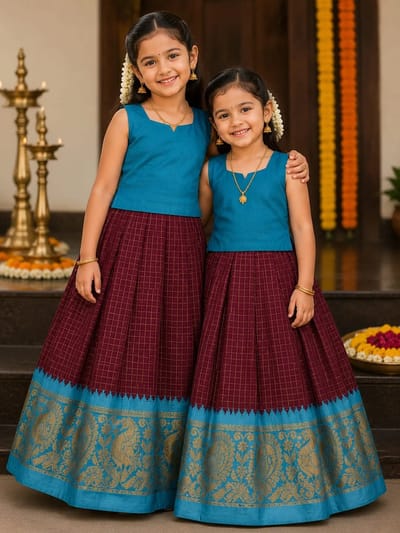 Elegant kids Pattupavada set