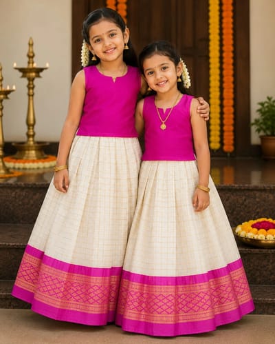 Elegant kids Pattupavada set
