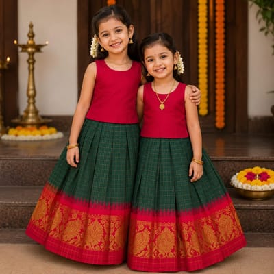Elegant kids Pattupavada set