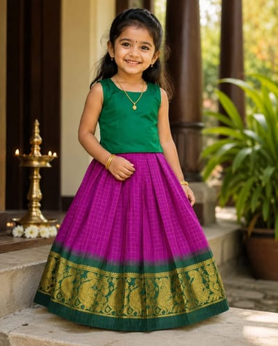 Elegant kids Pattupavada set