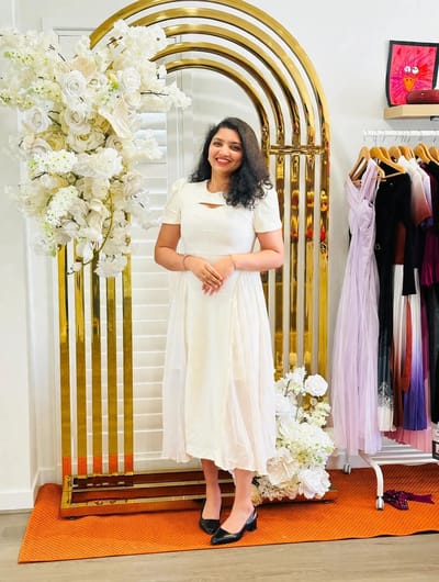 Angel White Premium Crepe Midi Dress