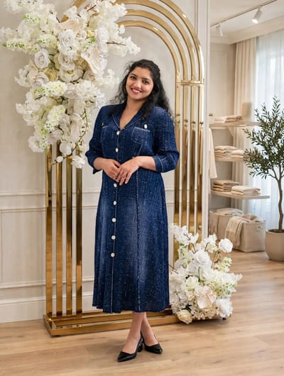 Premium Textured Blue Shirt dress