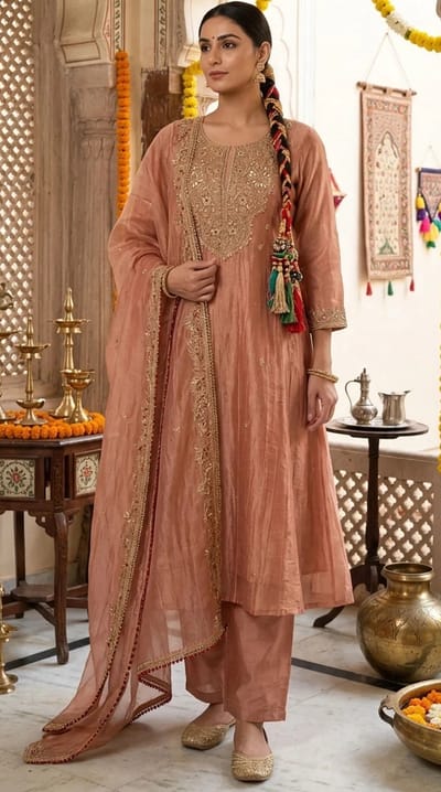 Dusty Peach Crushed Tissue Suit Set